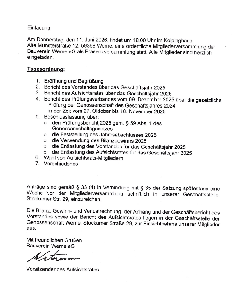 Einladung zur Mitgliederversammlung